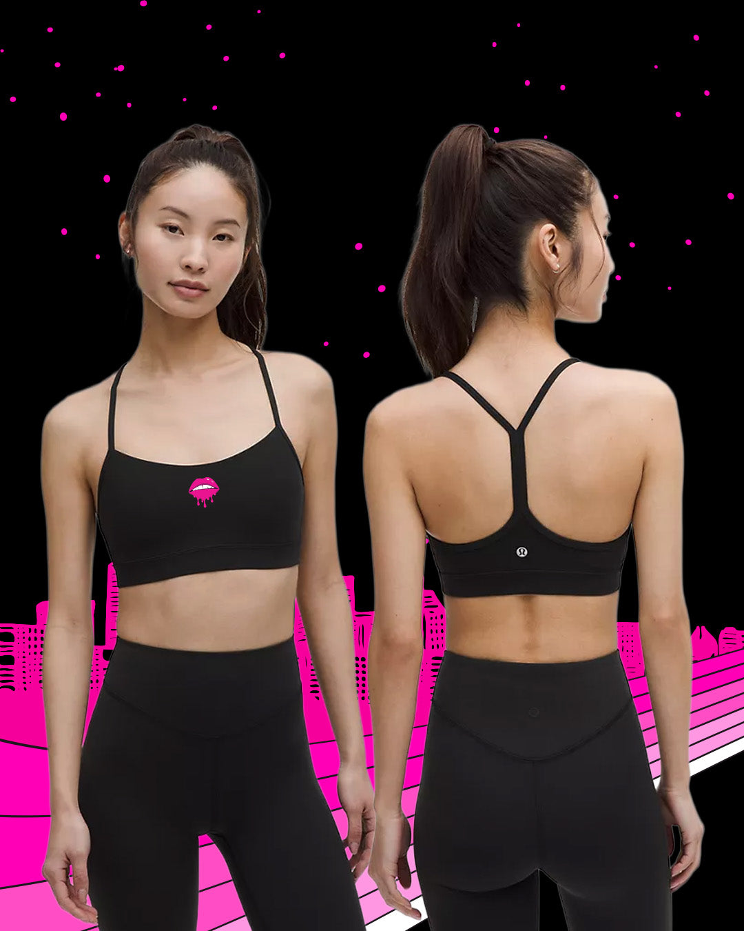 lululemon x Faces of Fitness Flow Y Bra Nulu (DRIPPY LIPS)