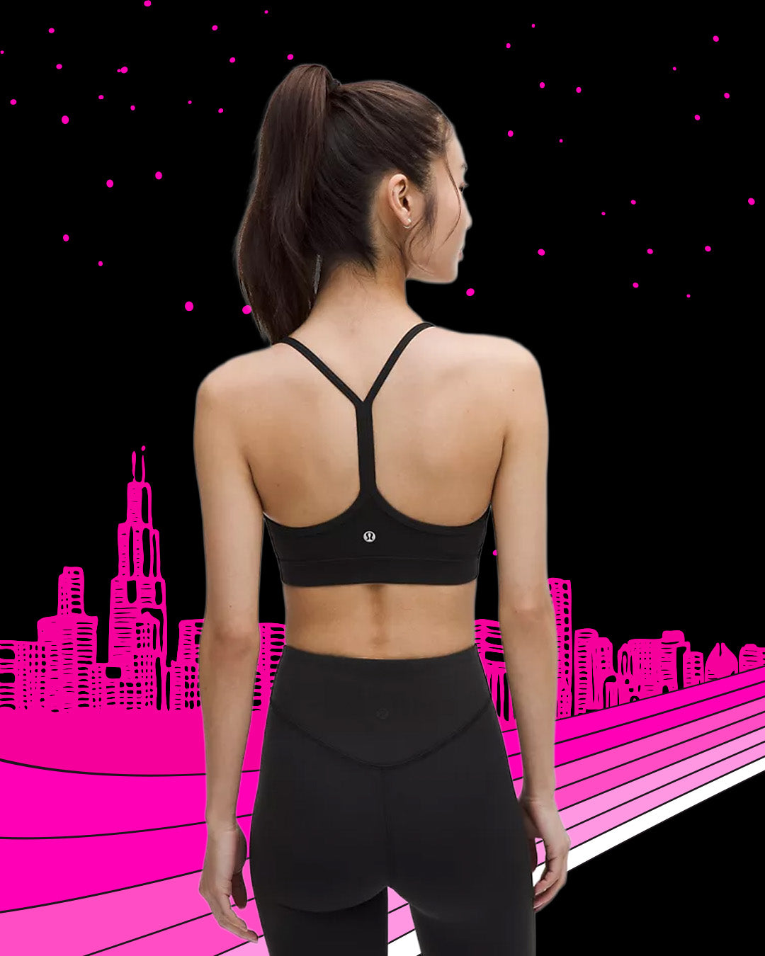 lululemon x Faces of Fitness Flow Y Bra Nulu (3 INTERLOCKED LIPS)